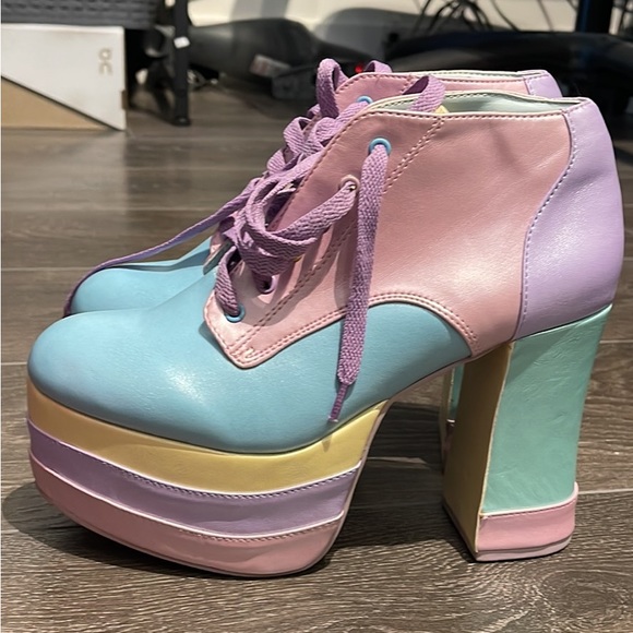 Pastel Rainbow Dolls Kill Platform Shoes - Picture 3 of 3